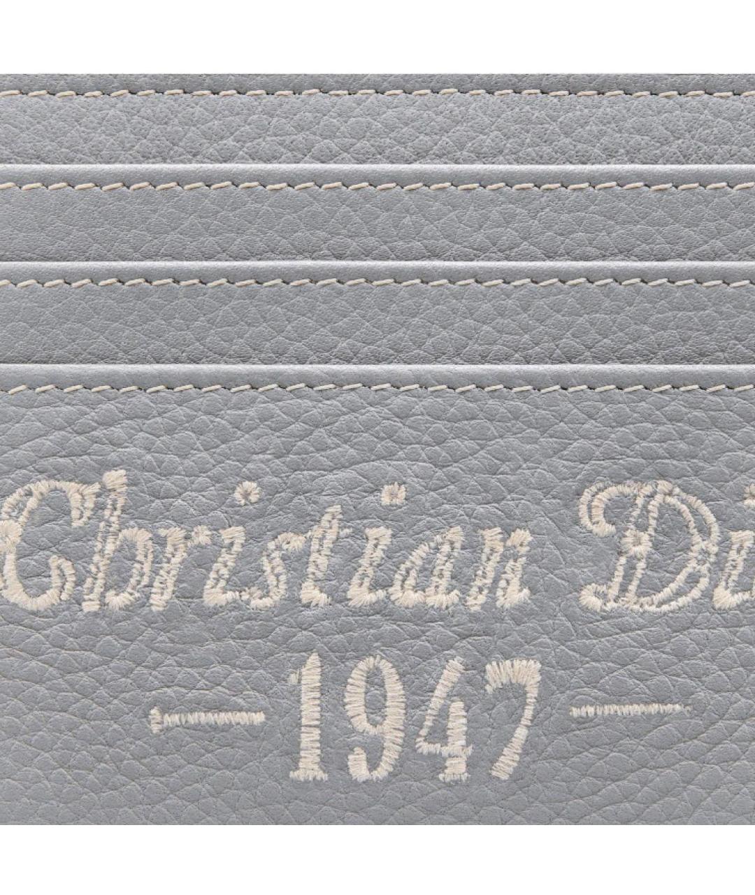 CHRISTIAN DIOR Серый кожаный кардхолдер, фото 3