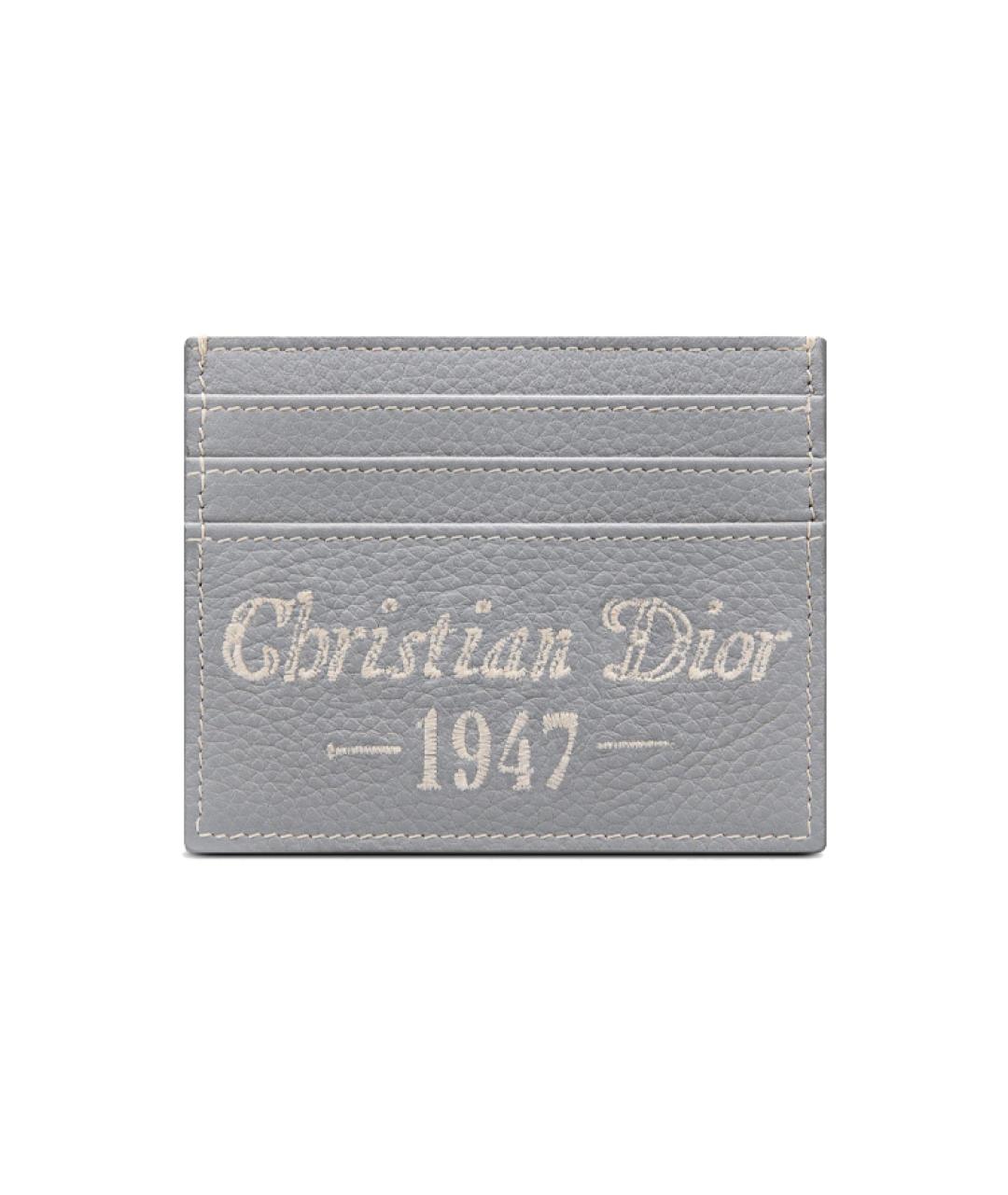 CHRISTIAN DIOR Серый кожаный кардхолдер, фото 1