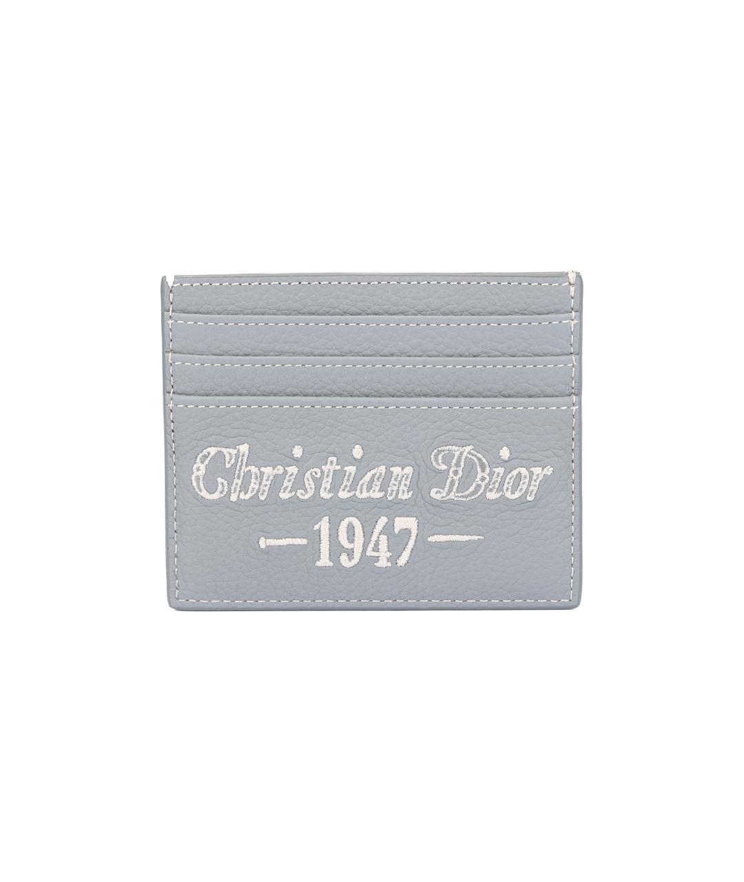 CHRISTIAN DIOR Серый кожаный кардхолдер, фото 5