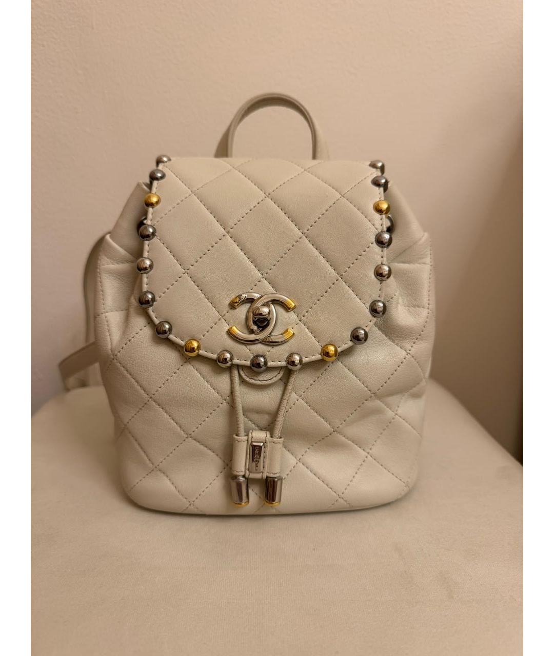 CHANEL Белый кожаный рюкзак, фото 8