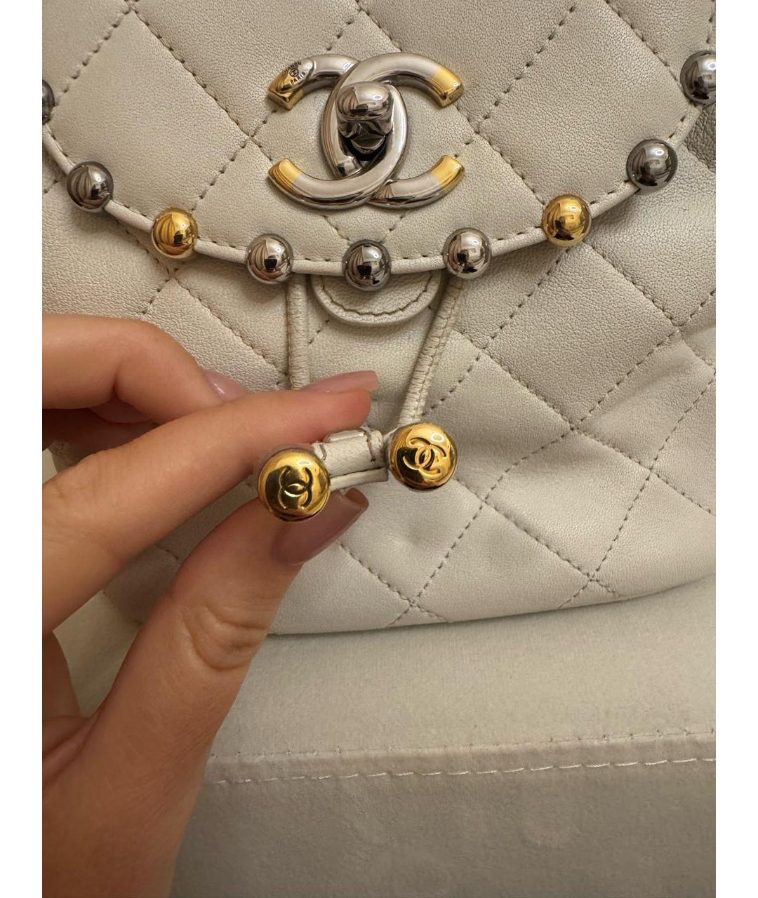 CHANEL Белый кожаный рюкзак, фото 7