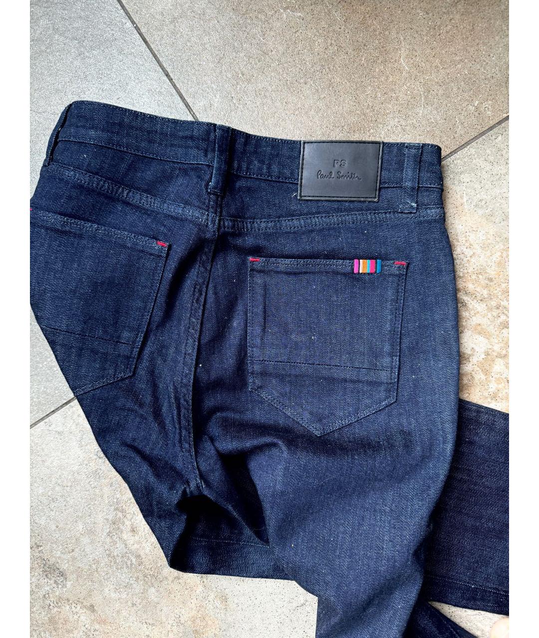 PAUL SMITH Темно-синие хлопко-эластановые джинсы слим, фото 3