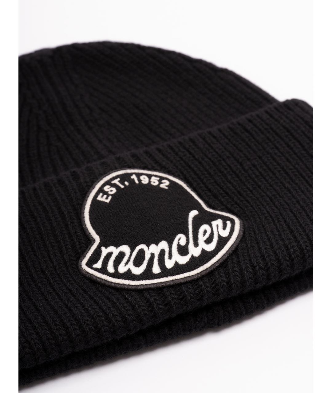 MONCLER Черная шерстяная шапка, фото 2