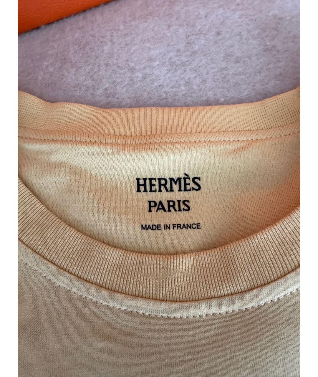 HERMES Желтая хлопковая футболка, фото 4