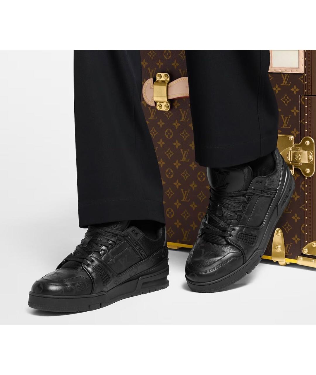 LOUIS VUITTON Черные кожаные высокие кроссовки / кеды, фото 6