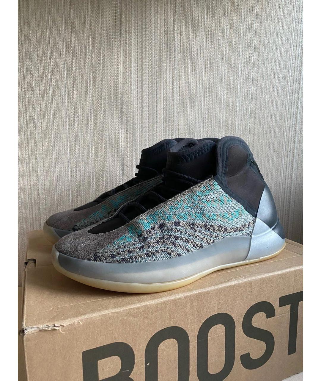 ADIDAS YEEZY Серые текстильные высокие кроссовки / кеды, фото 4