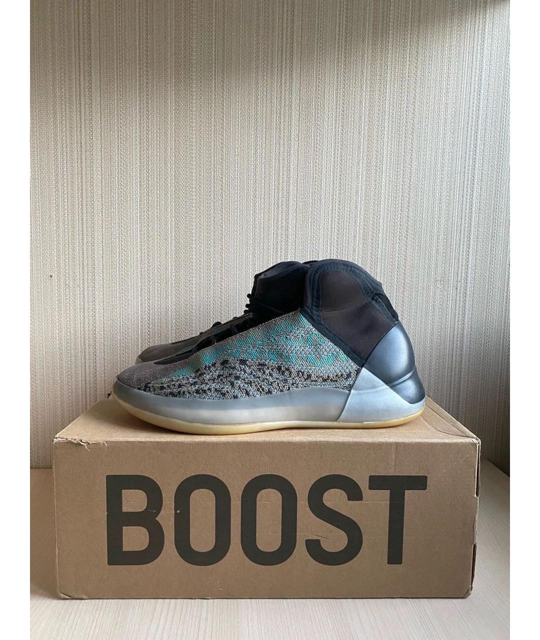 ADIDAS YEEZY Серые текстильные высокие кроссовки / кеды, фото 2