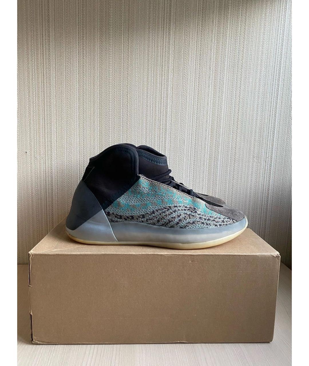 ADIDAS YEEZY Серые текстильные высокие кроссовки / кеды, фото 3