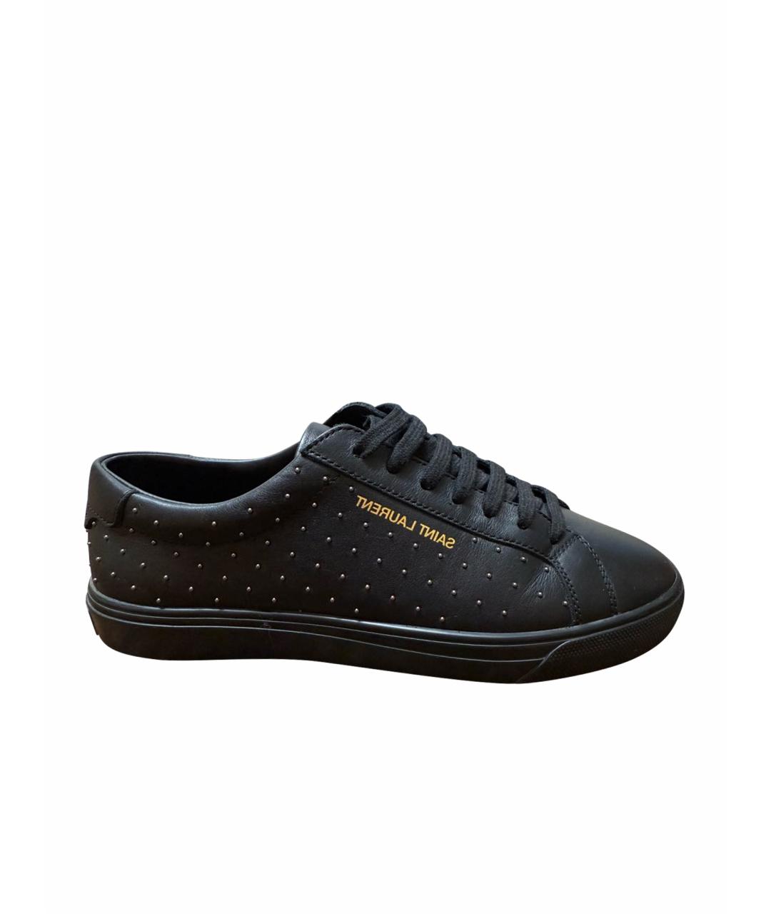 SAINT LAURENT Черные кожаные кеды, фото 1