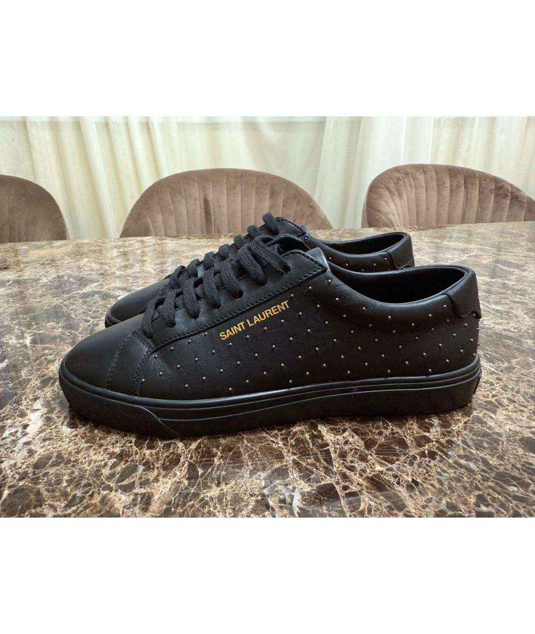 SAINT LAURENT Черные кожаные кеды, фото 9