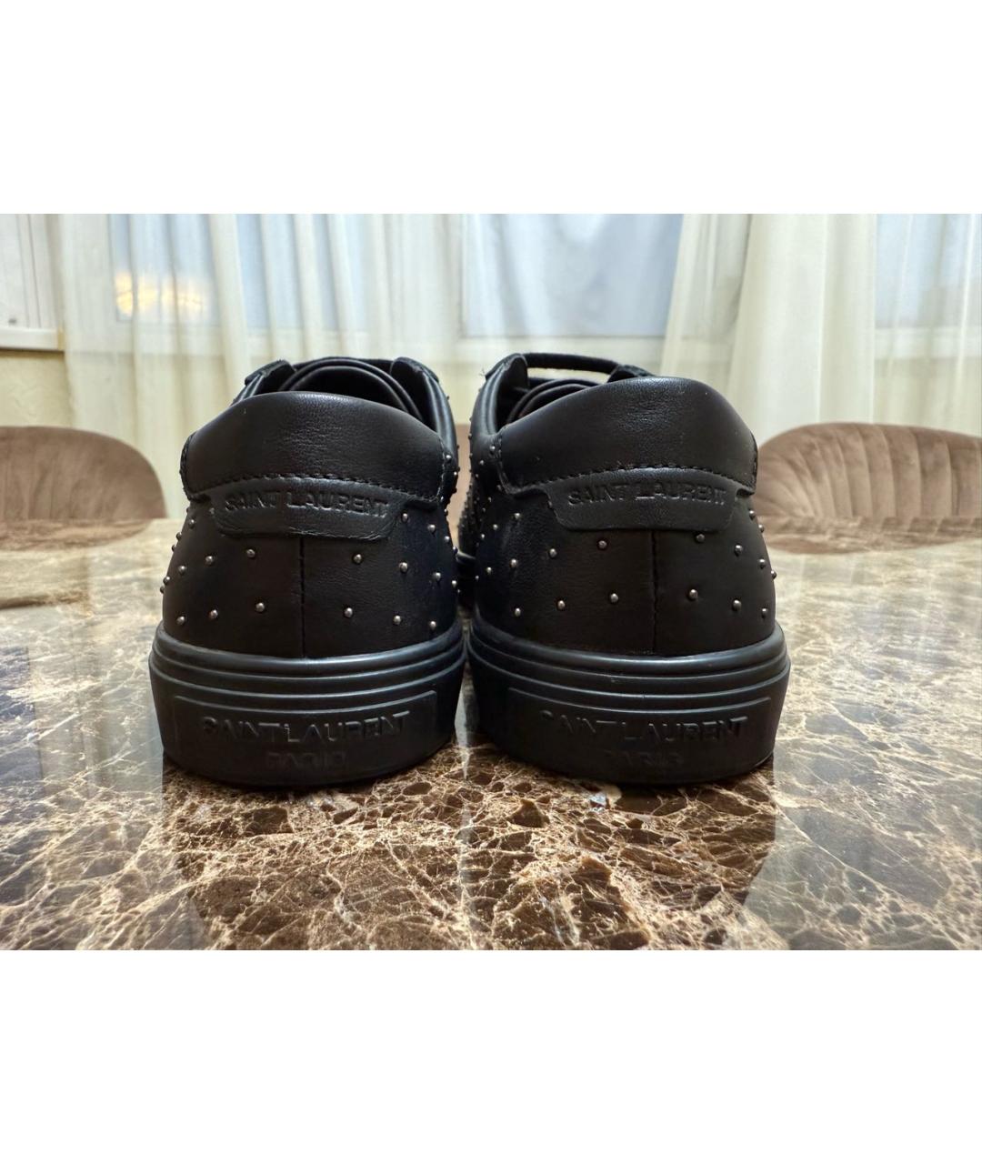 SAINT LAURENT Черные кожаные кеды, фото 4