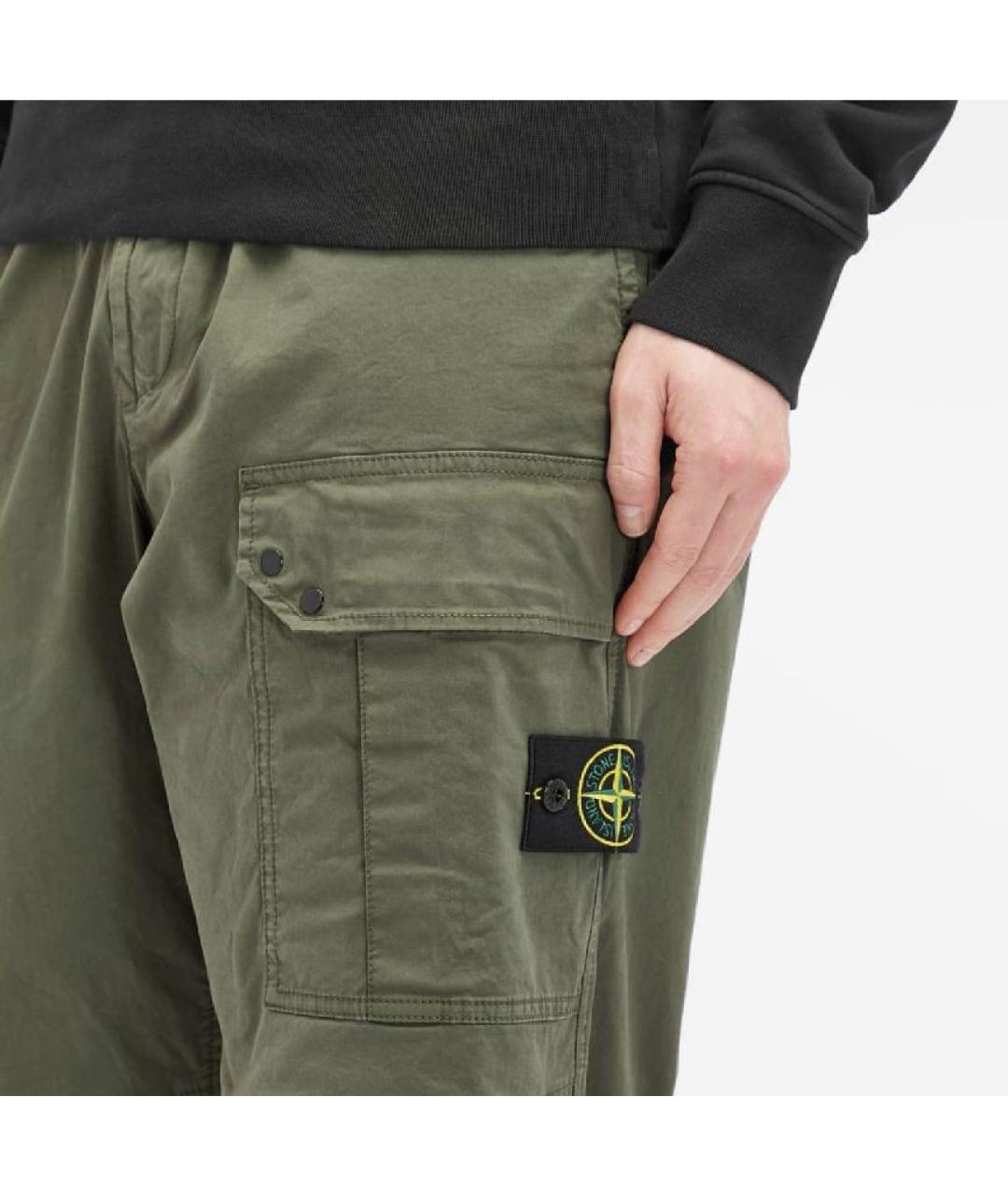 STONE ISLAND Хаки хлопковые повседневные брюки, фото 3