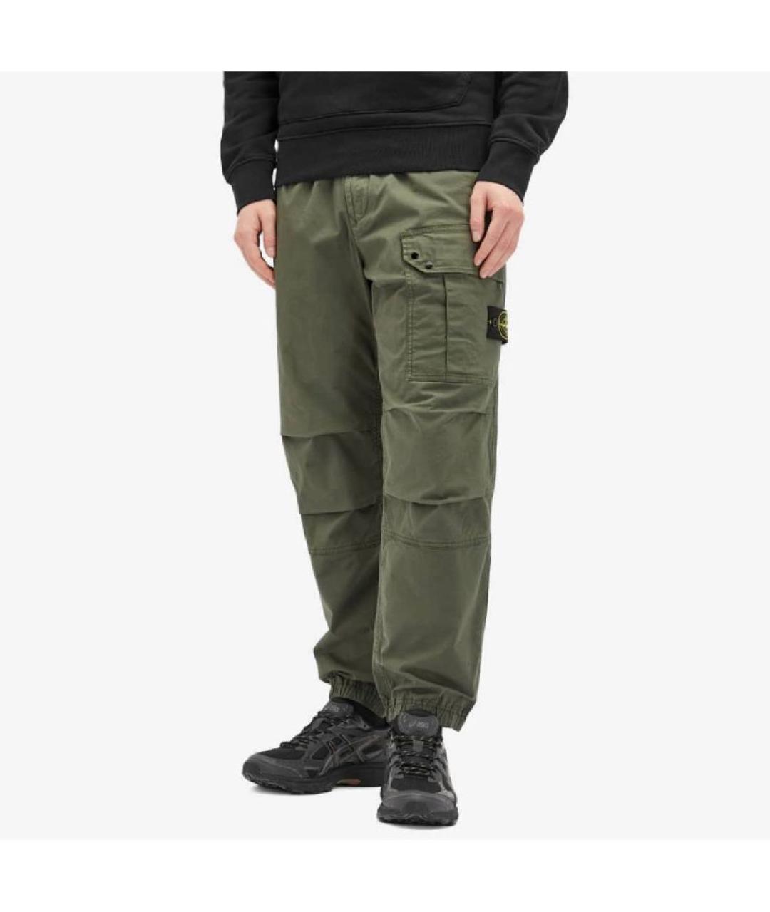 STONE ISLAND Хаки хлопковые повседневные брюки, фото 2