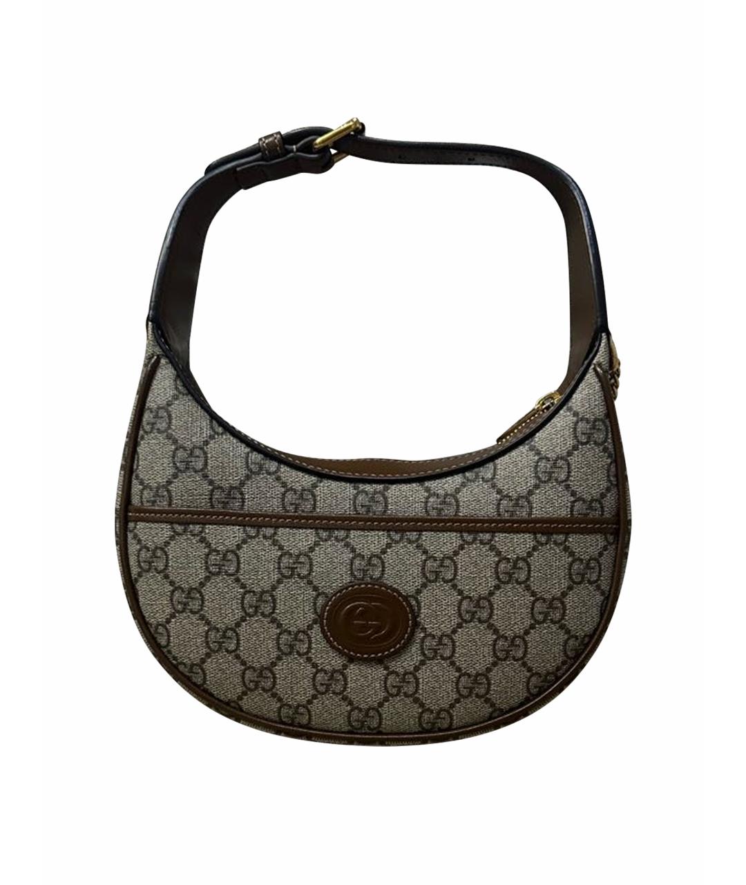 GUCCI Коричневая кожаная сумка через плечо, фото 1