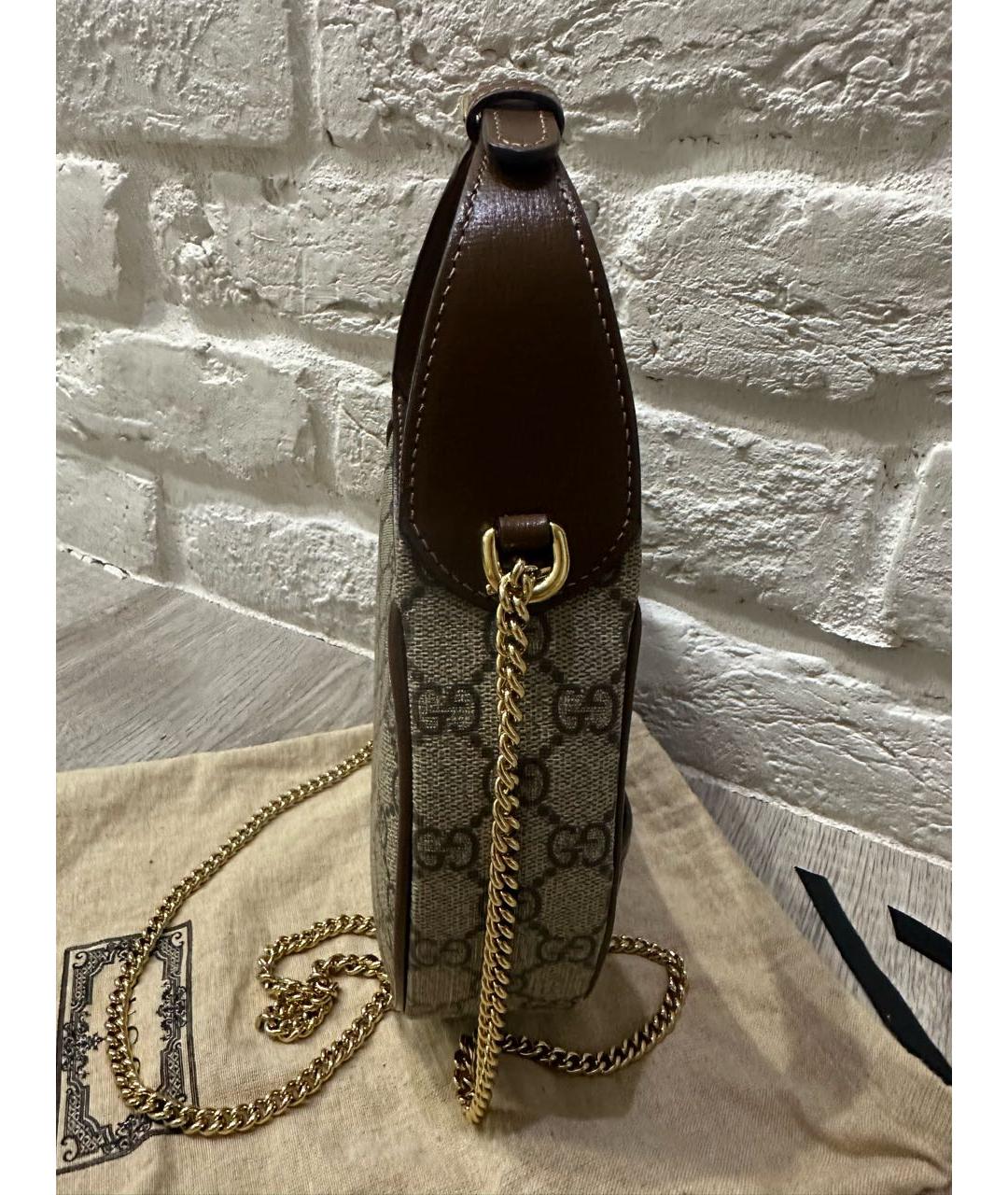 GUCCI Коричневая кожаная сумка через плечо, фото 3