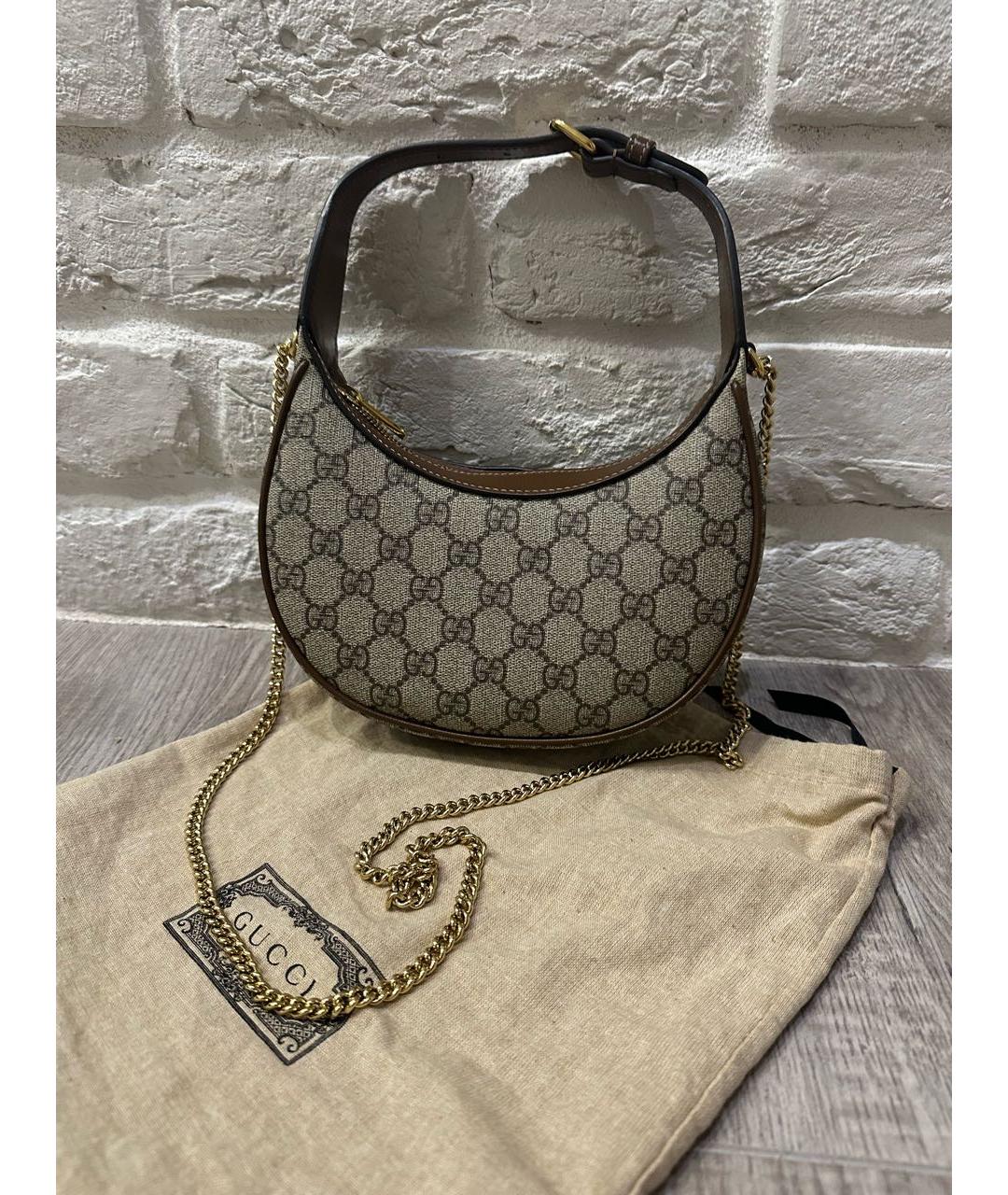 GUCCI Коричневая кожаная сумка через плечо, фото 2