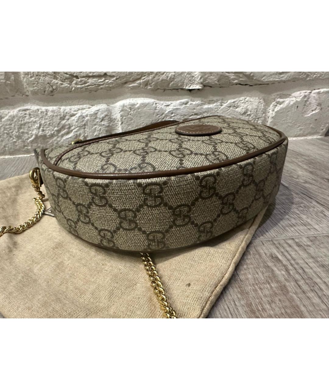 GUCCI Коричневая кожаная сумка через плечо, фото 5
