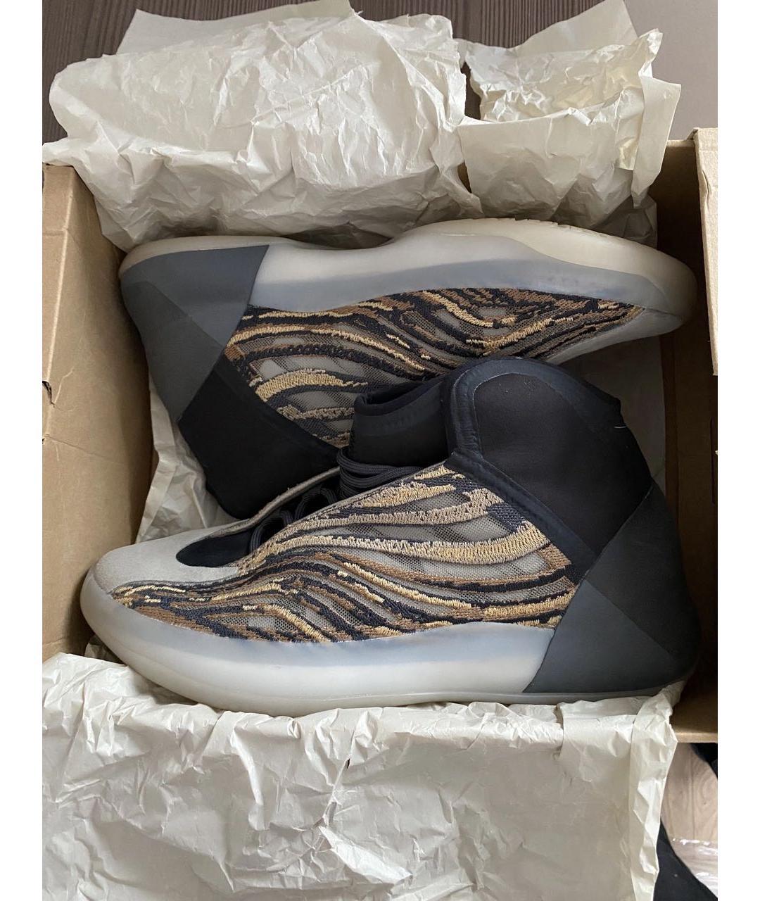 ADIDAS YEEZY Коричневые текстильные высокие кроссовки / кеды, фото 2
