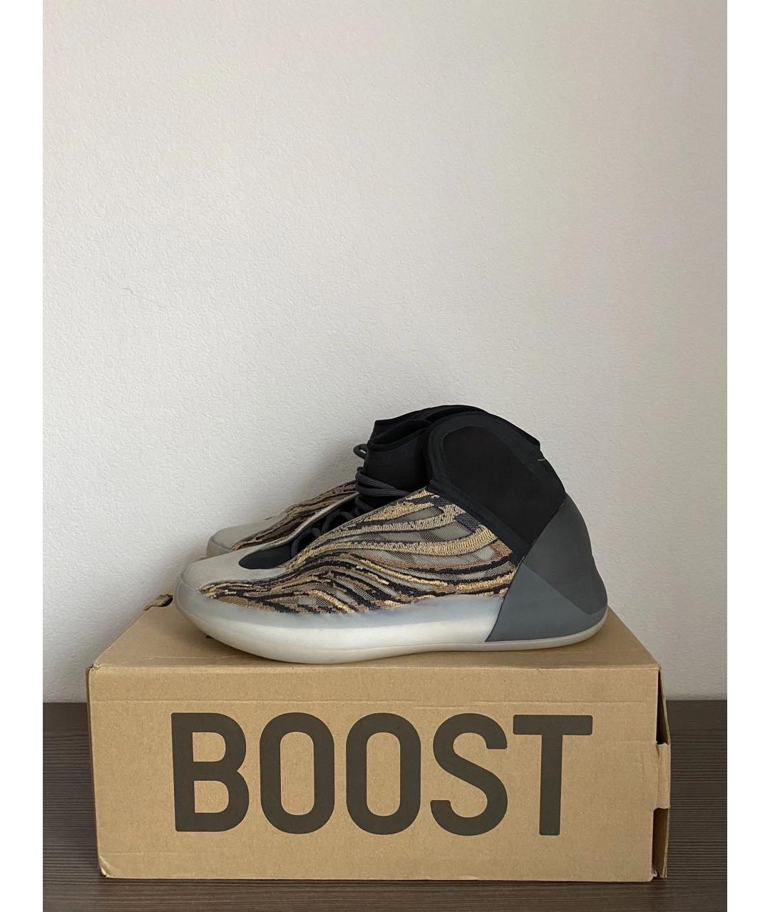 ADIDAS YEEZY Коричневые текстильные высокие кроссовки / кеды, фото 4