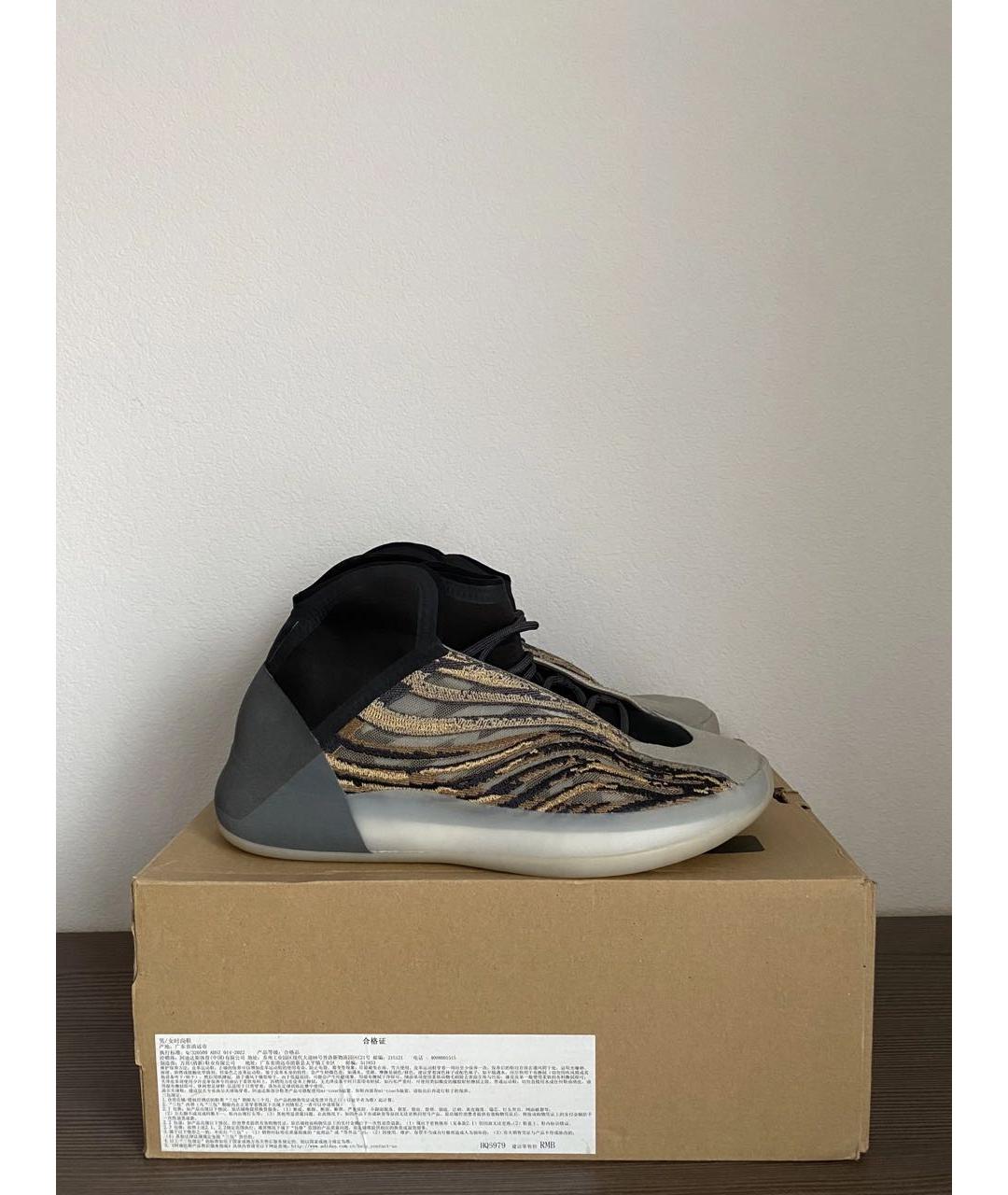 ADIDAS YEEZY Коричневые текстильные высокие кроссовки / кеды, фото 3