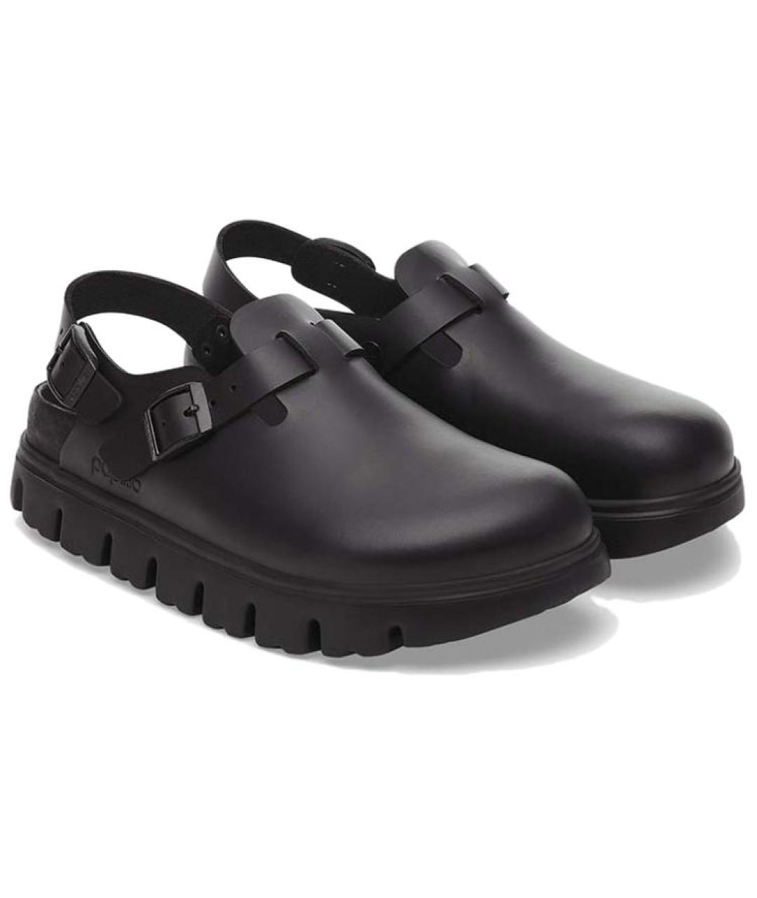 BIRKENSTOCK Черные кожаные сабо, фото 4