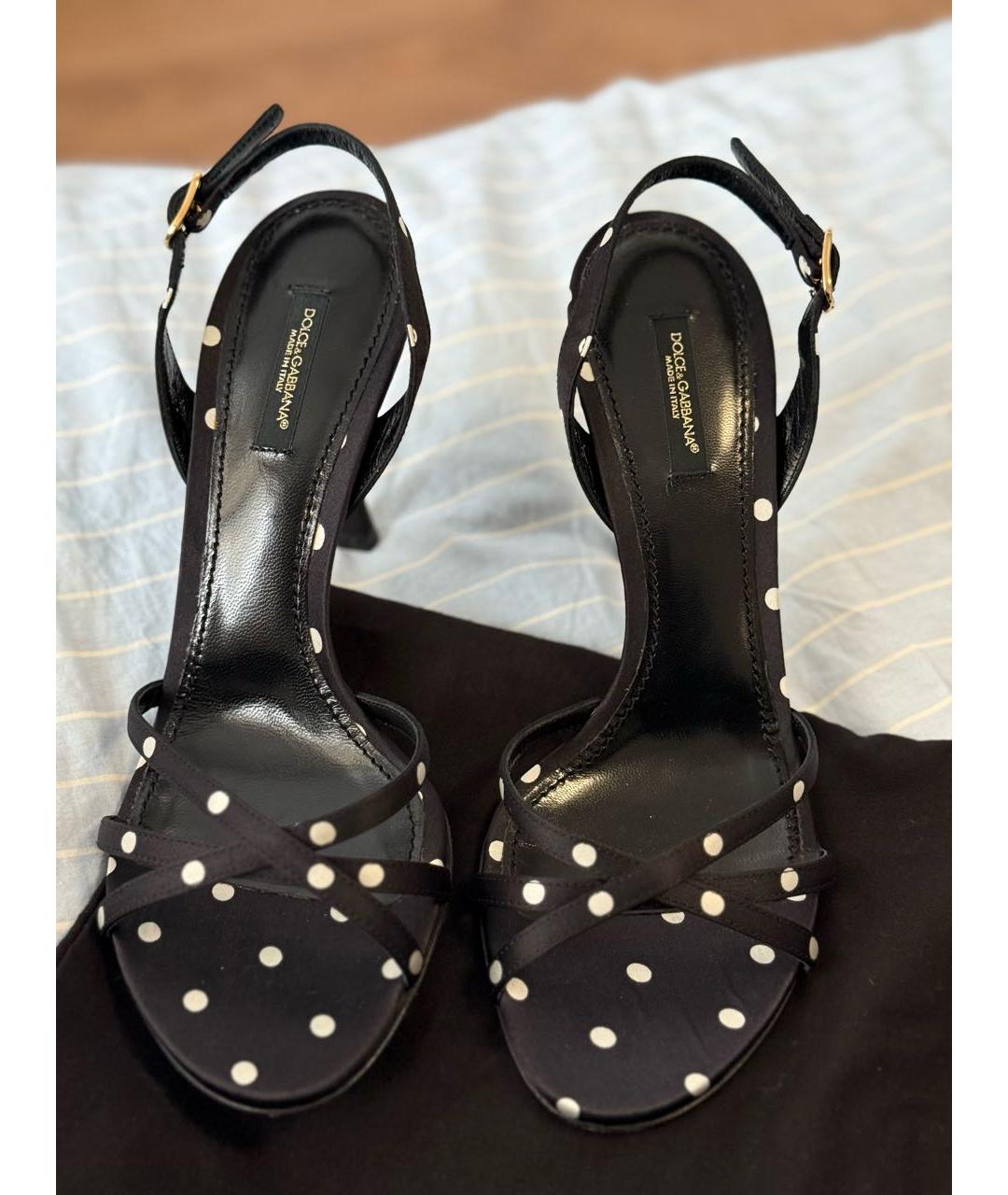 DOLCE&GABBANA Черные кожаные босоножки, фото 2