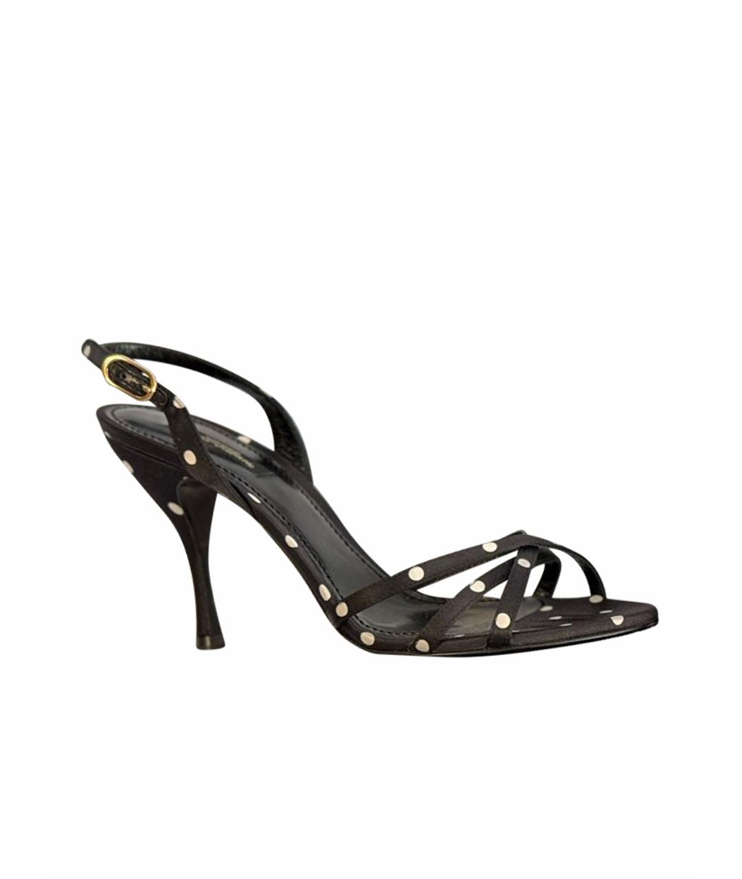DOLCE&GABBANA Черные кожаные босоножки, фото 1
