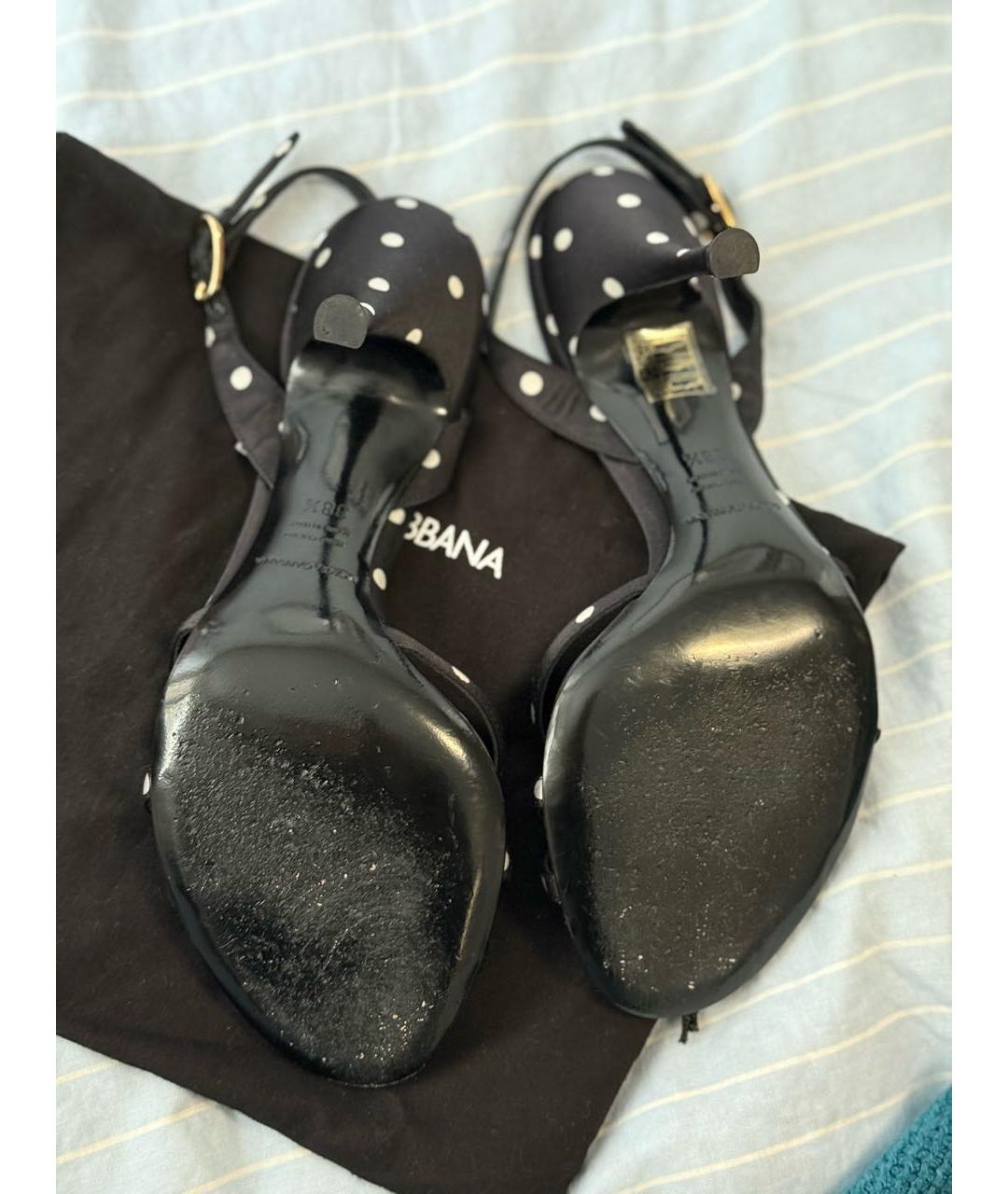 DOLCE&GABBANA Черные кожаные босоножки, фото 3