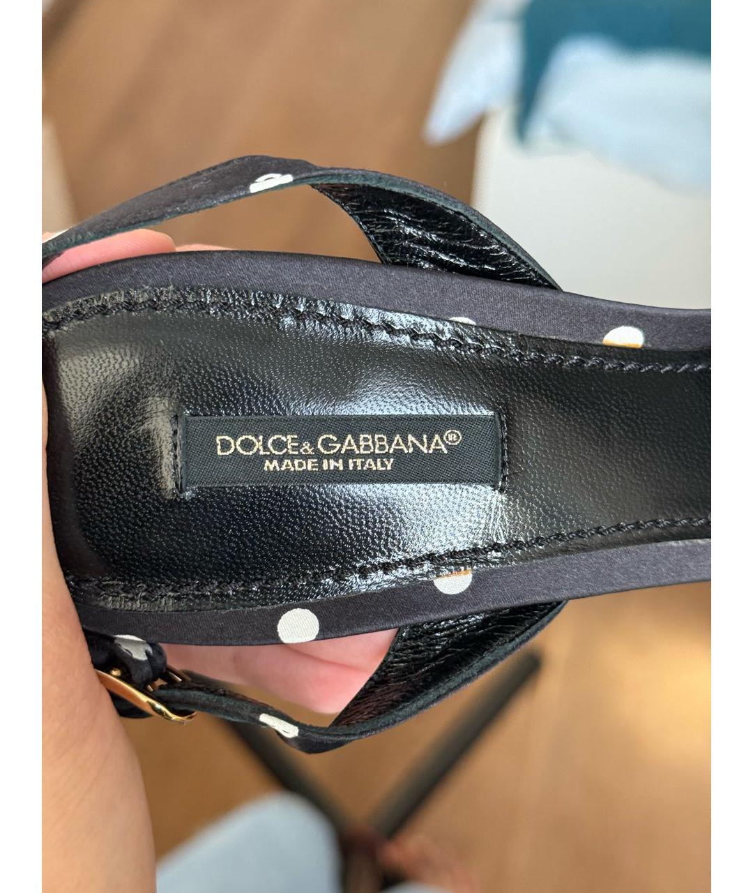 DOLCE&GABBANA Черные кожаные босоножки, фото 4