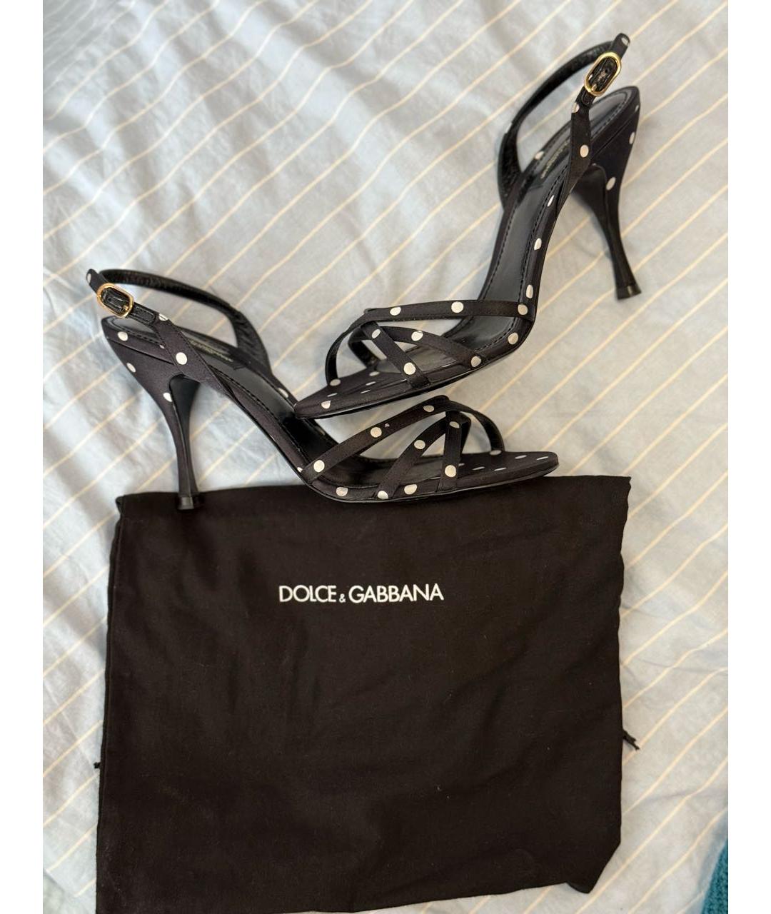 DOLCE&GABBANA Черные кожаные босоножки, фото 6