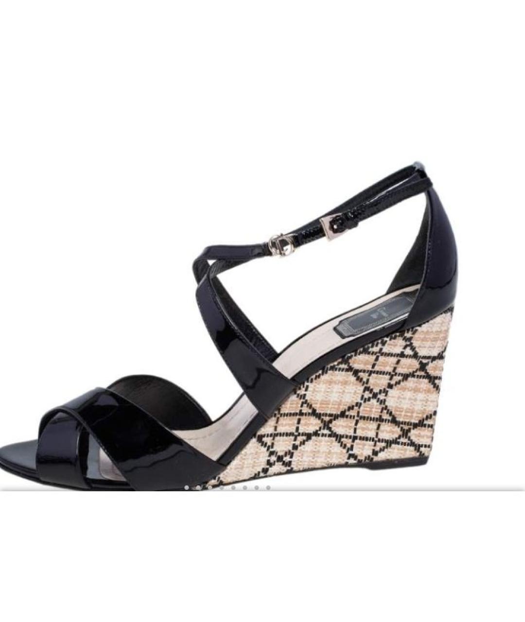 CHRISTIAN DIOR Черные босоножки из лакированной кожи, фото 6
