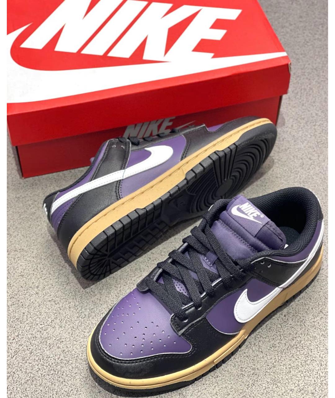 NIKE Фиолетовые кожаные низкие кроссовки / кеды, фото 6