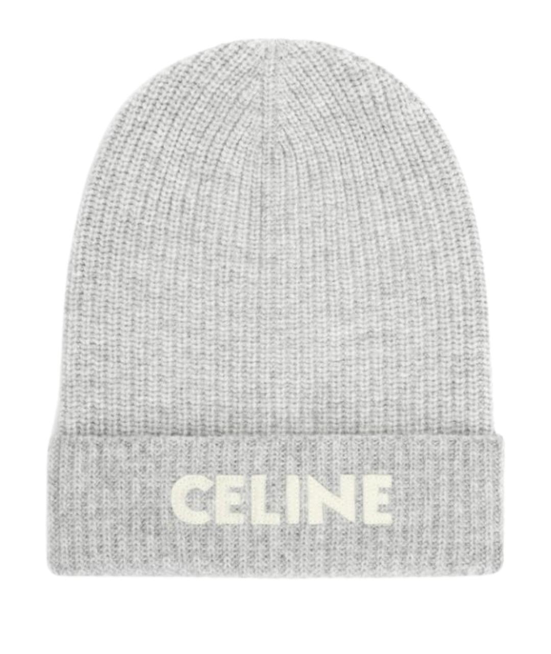 CELINE Серая шерстяная шапка, фото 1