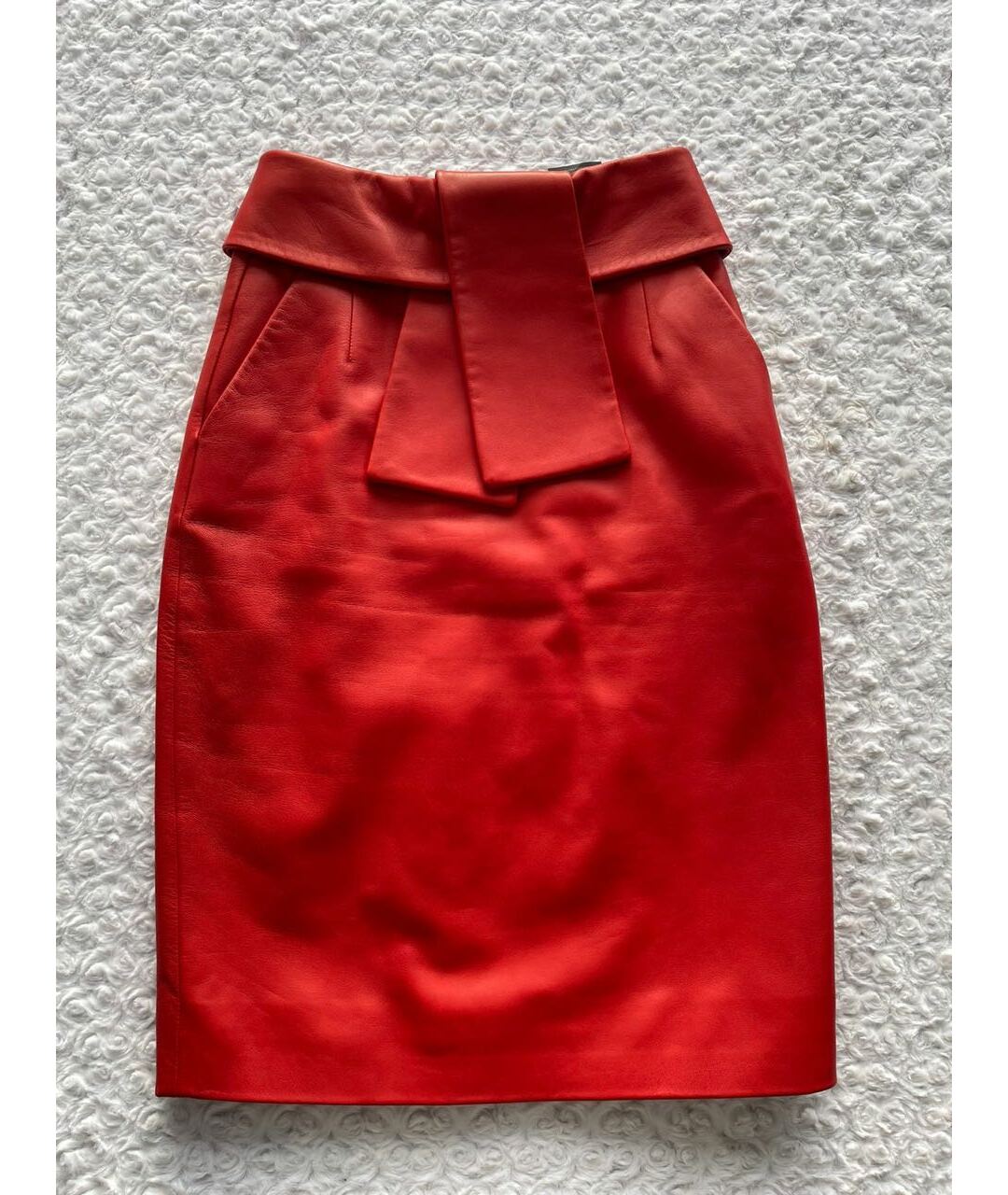 BALENCIAGA Красная кожаная юбка миди, фото 8