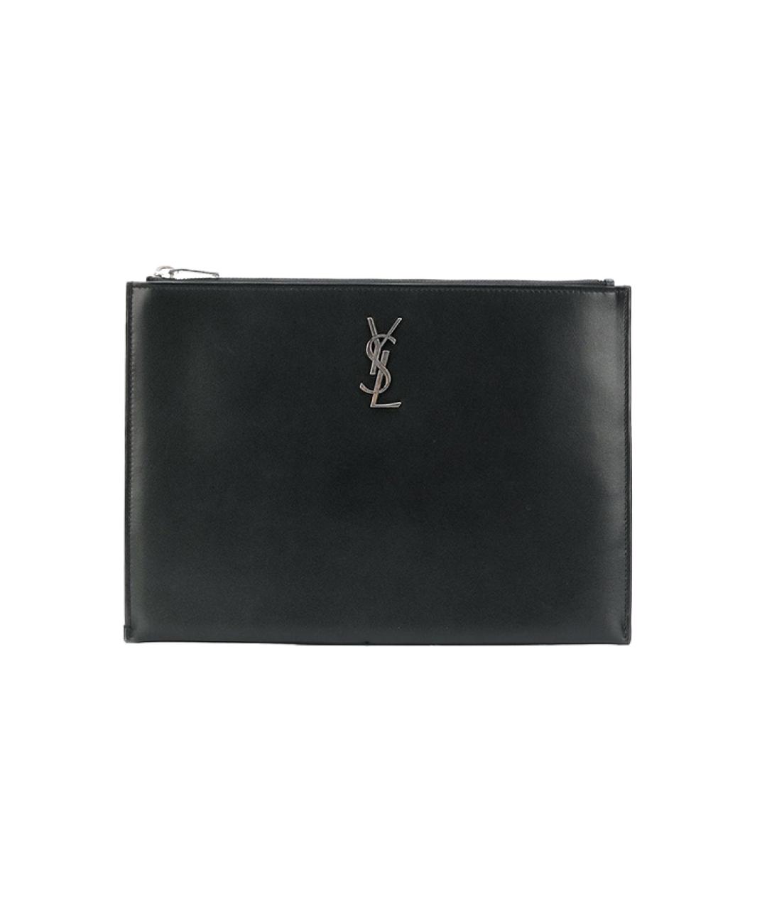 SAINT LAURENT Черная кожаная папка для документов, фото 1