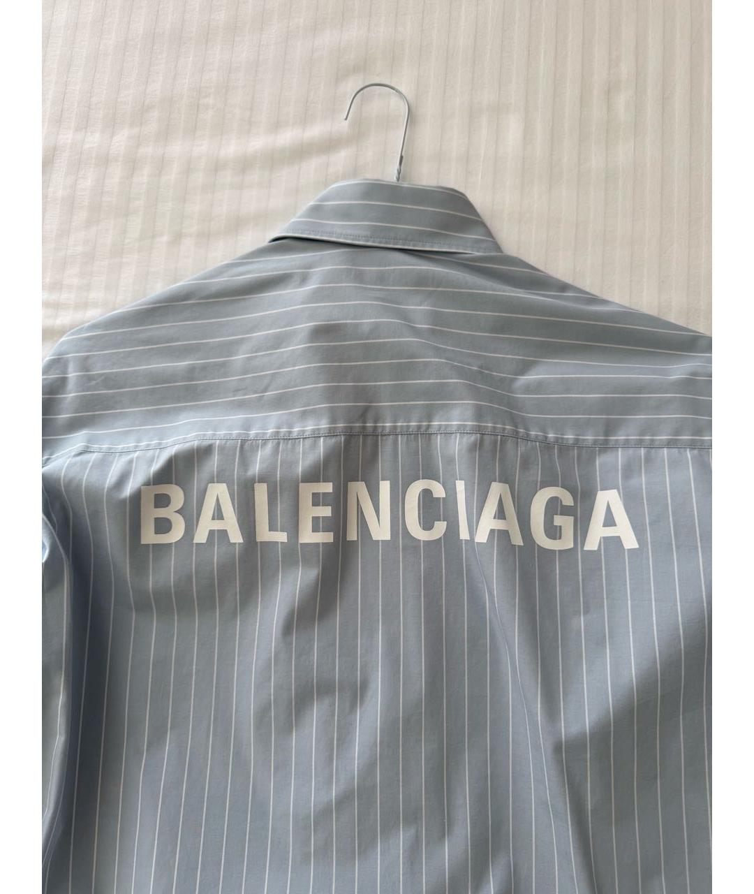 BALENCIAGA Голубая хлопковая рубашка, фото 4