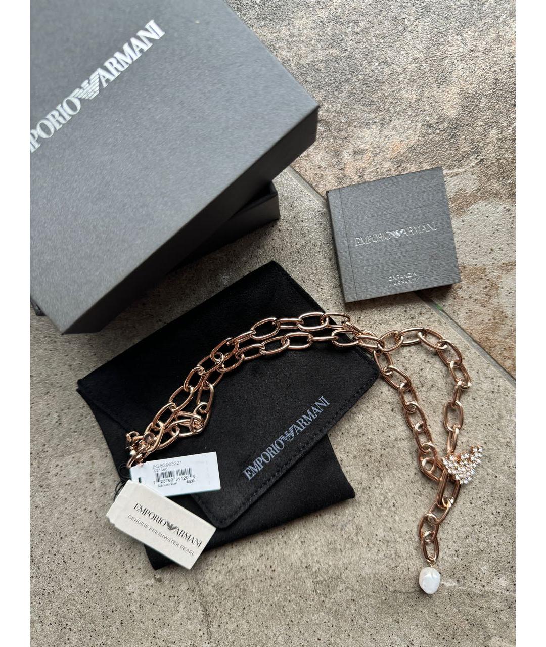 EMPORIO ARMANI Золотое металлическое колье, фото 3