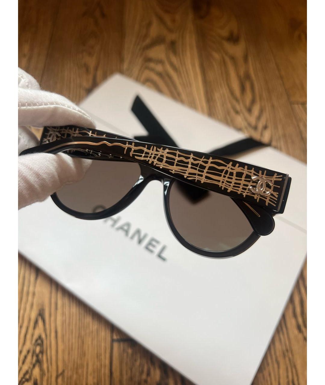 CHANEL Черные пластиковые солнцезащитные очки, фото 4