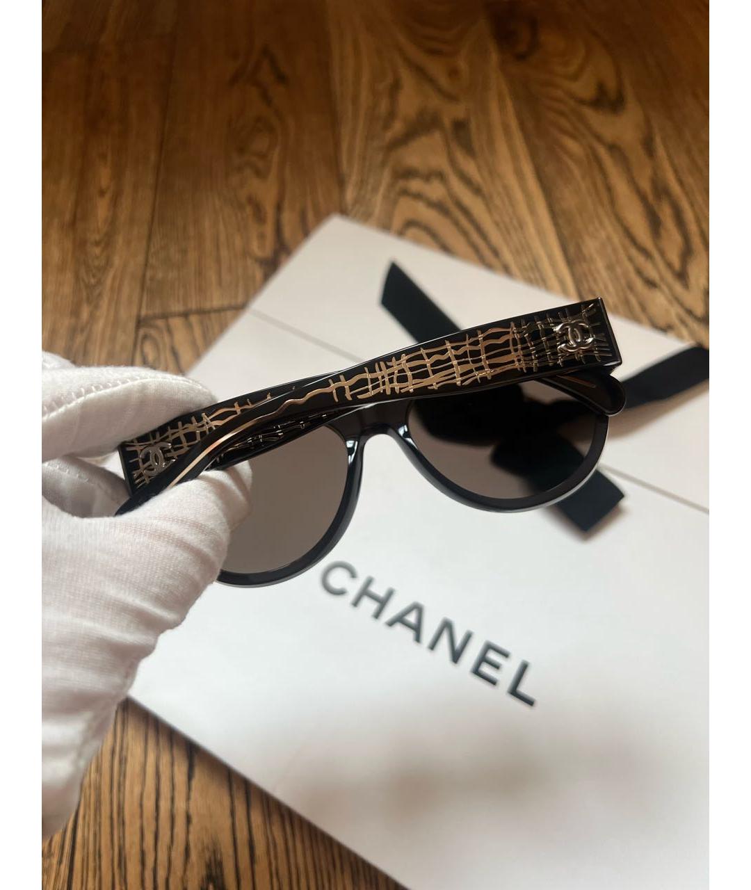 CHANEL Черные пластиковые солнцезащитные очки, фото 2
