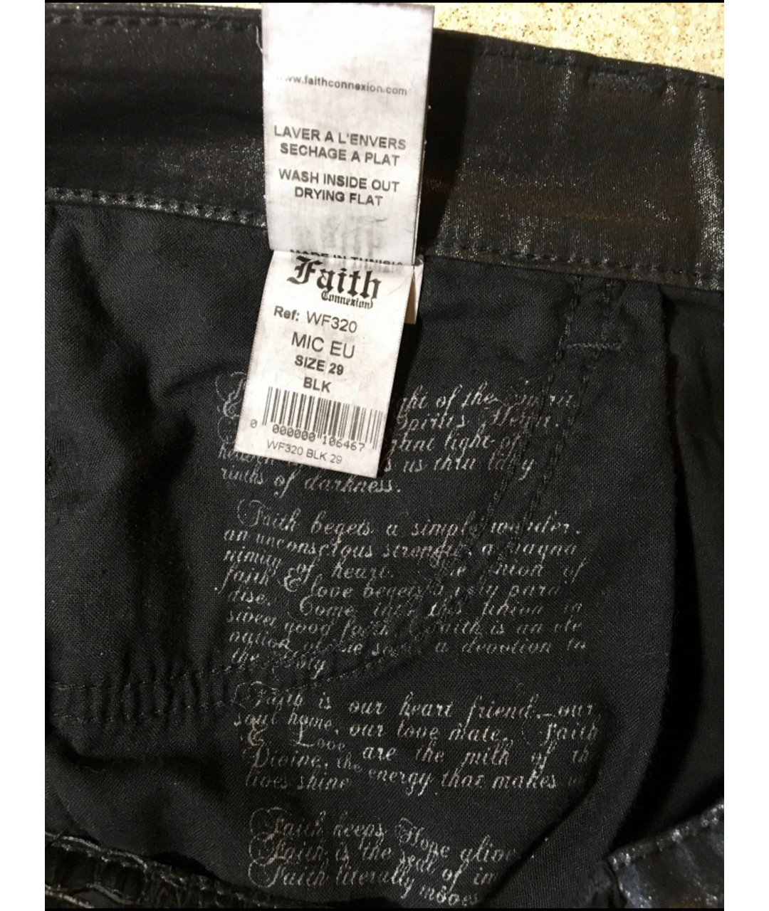 FAITH CONNEXION Черные хлопко-эластановые прямые джинсы, фото 3