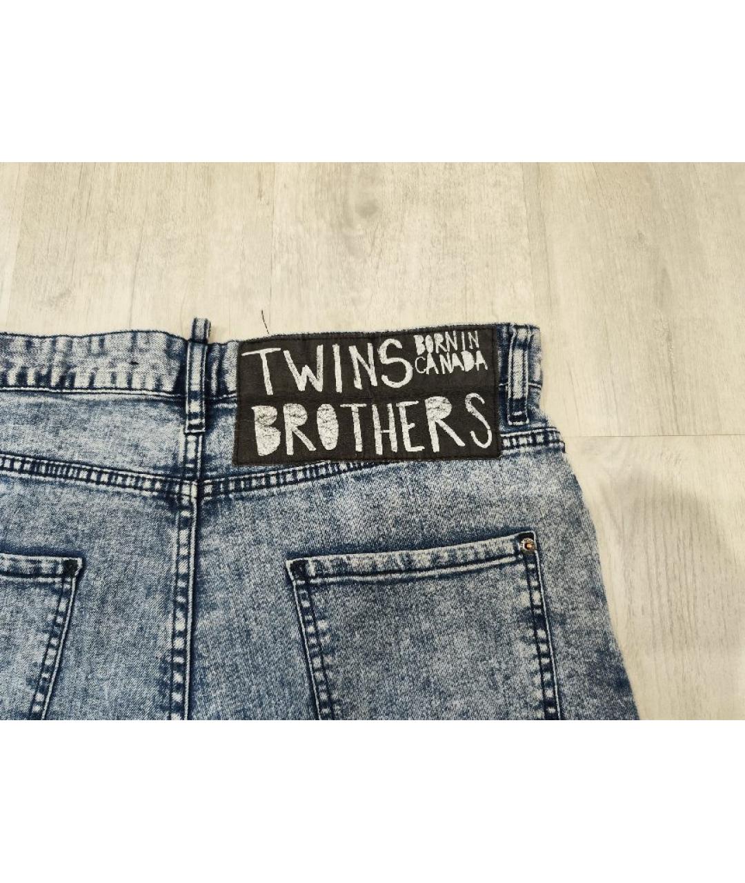 DSQUARED2 Голубые хлопко-эластановые джинсы слим, фото 5
