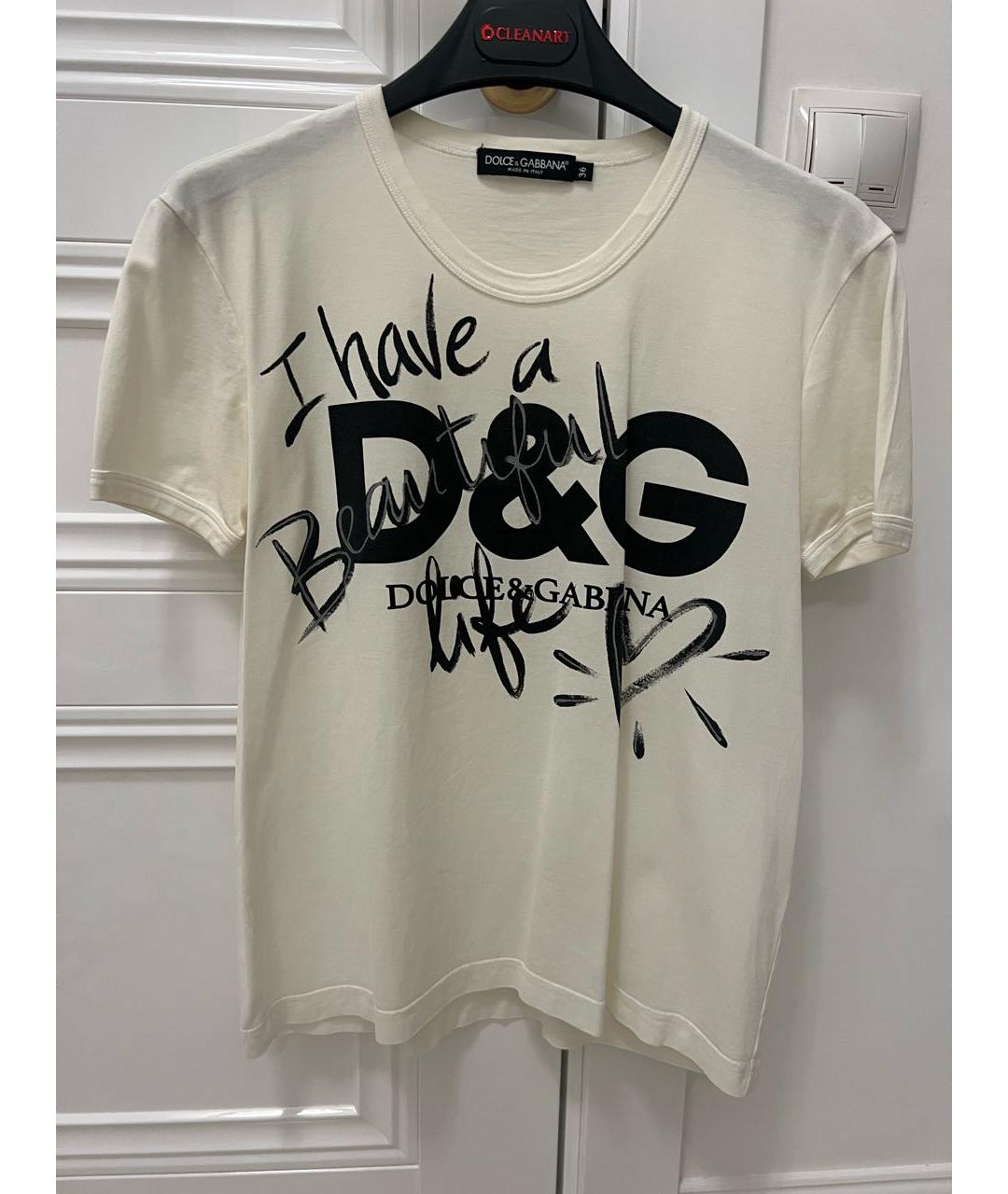 DOLCE&GABBANA Белая хлопковая футболка, фото 3