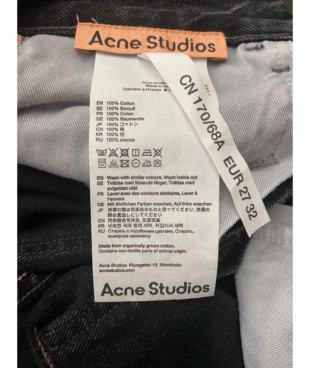 ACNE STUDIOS Антрацитовые хлопковые прямые джинсы, фото 4