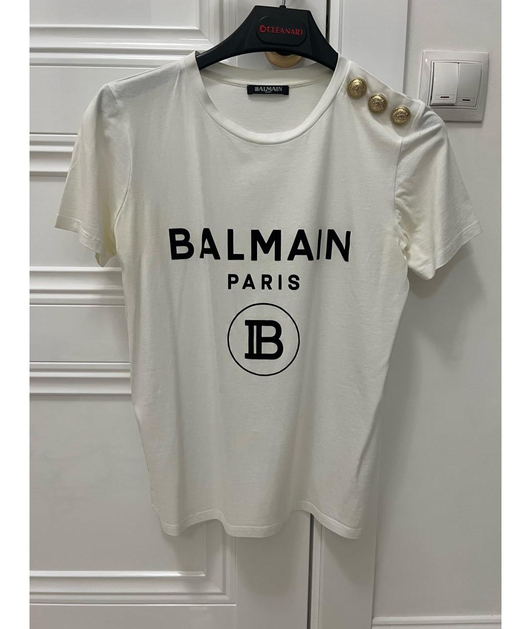 BALMAIN Белая хлопковая футболка, фото 6