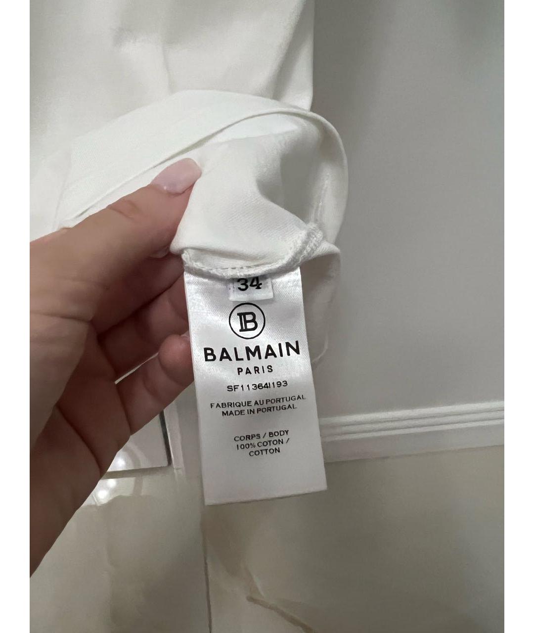 BALMAIN Белая хлопковая футболка, фото 4