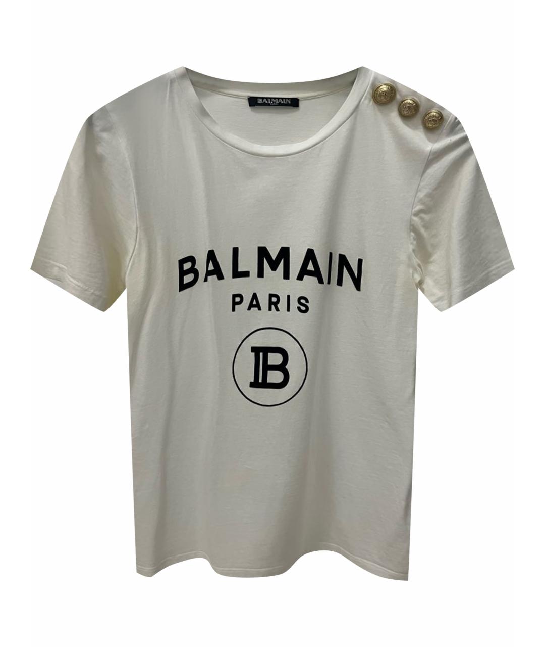 BALMAIN Белая хлопковая футболка, фото 1