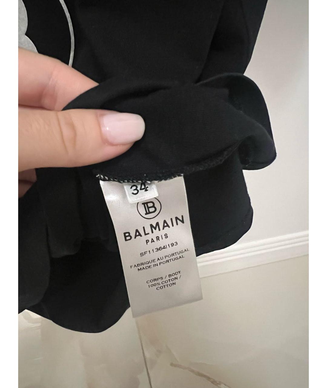 BALMAIN Черная хлопковая футболка, фото 4