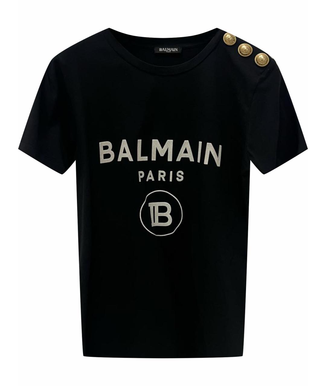 BALMAIN Черная хлопковая футболка, фото 1