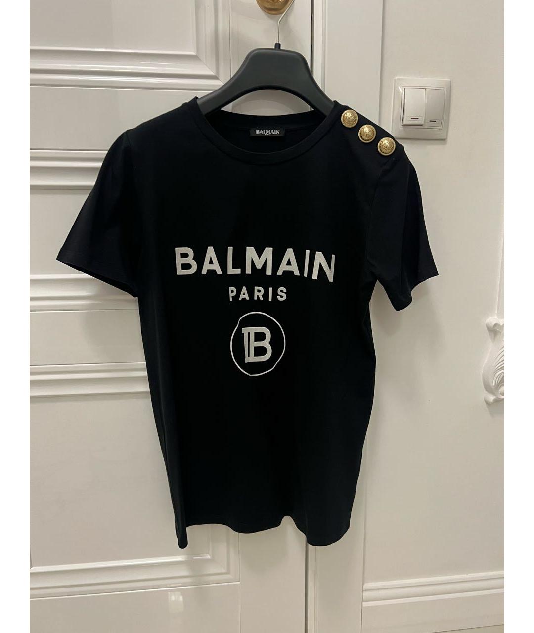BALMAIN Черная хлопковая футболка, фото 5