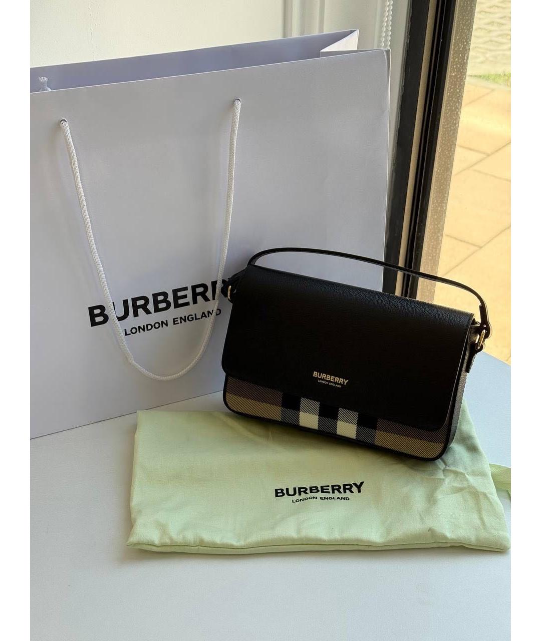 BURBERRY Черная кожаная сумка через плечо, фото 2